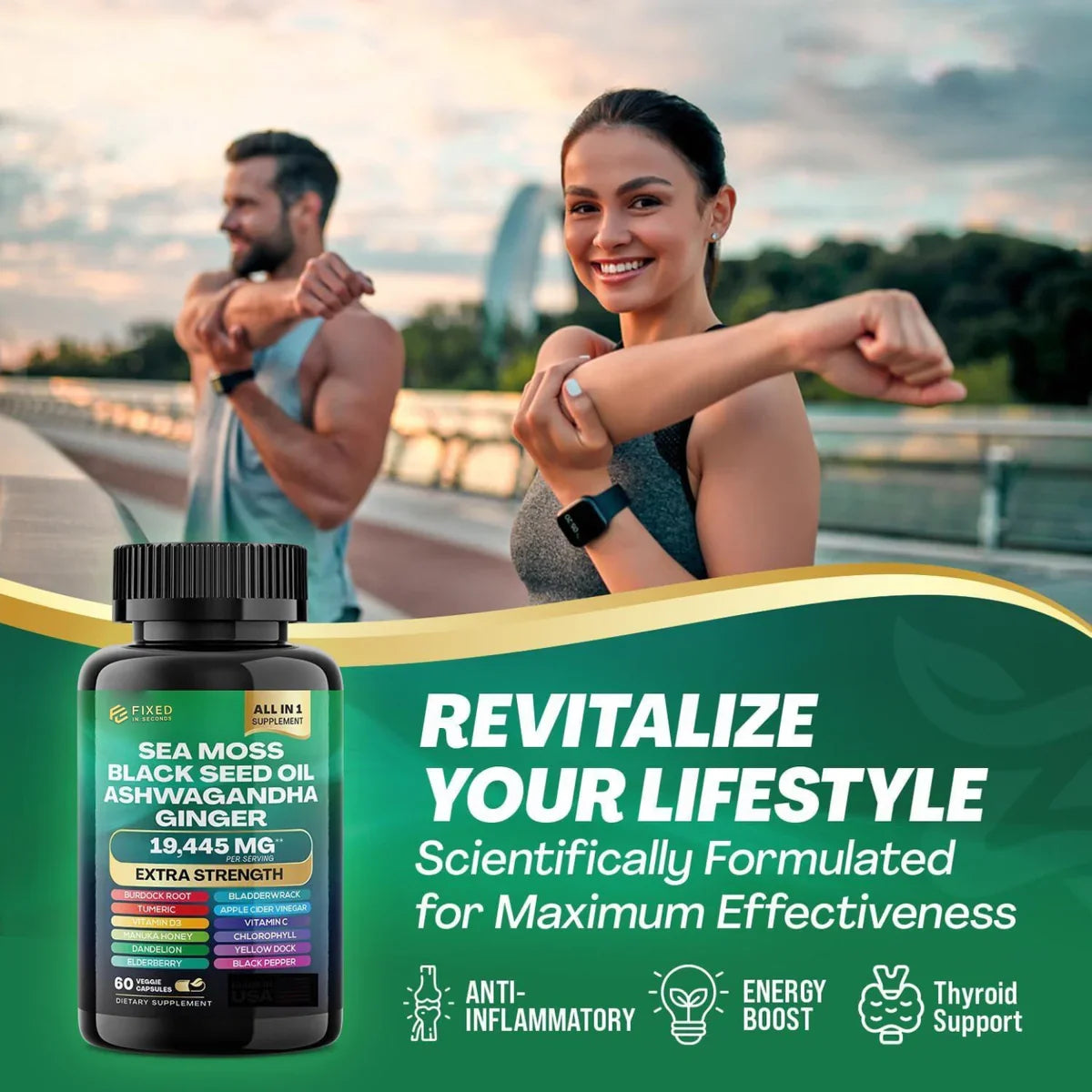 Sea Moss Black Seed Oil Ashwagandha Ginger 180 capsules