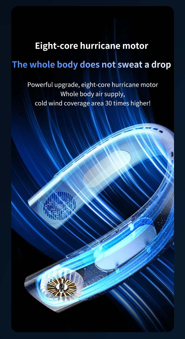 Glacier Breeze 5-Speed Smart Neck Fan β Hands-Free Cooling On the Go