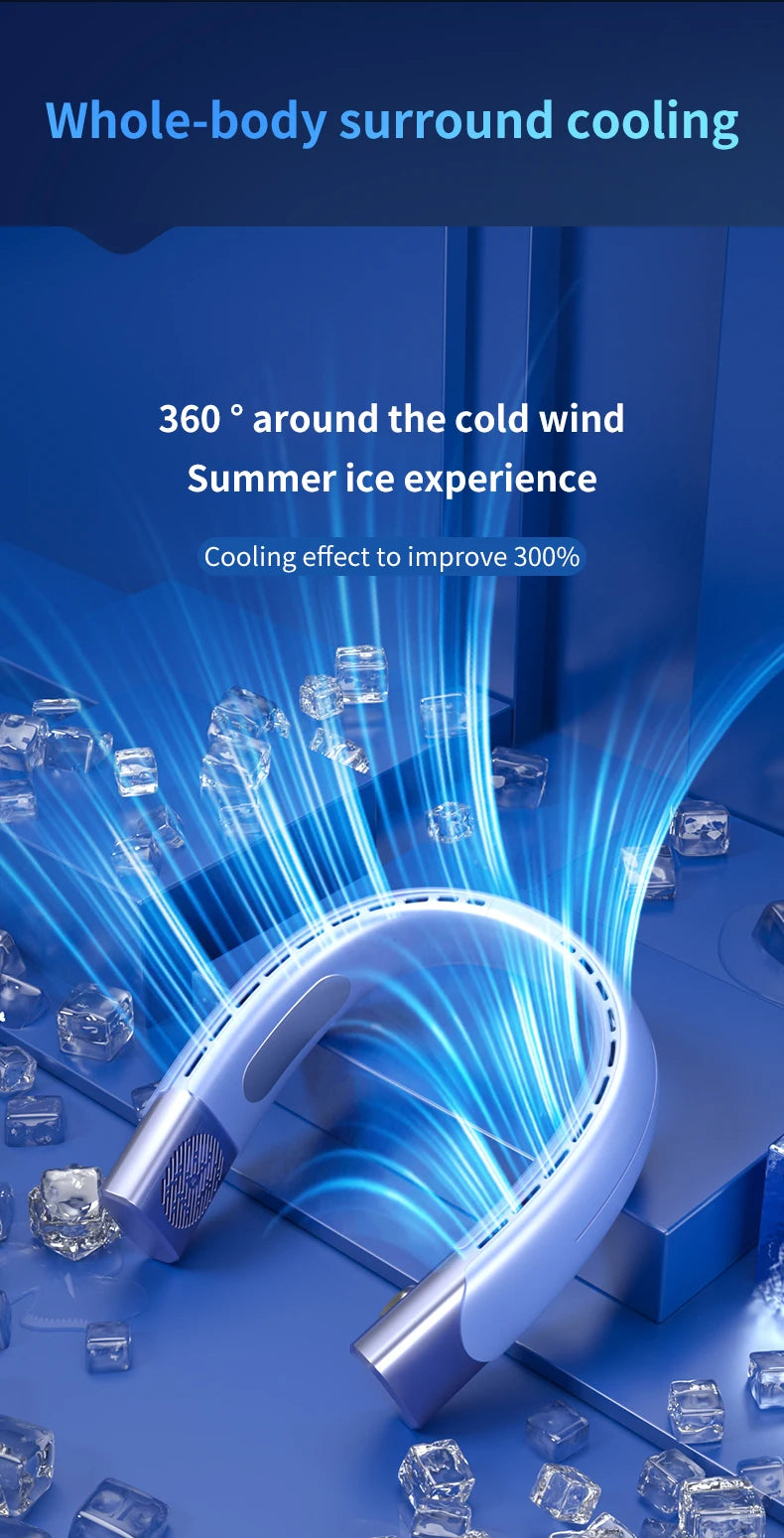 Glacier Breeze 5-Speed Smart Neck Fan β Hands-Free Cooling On the Go