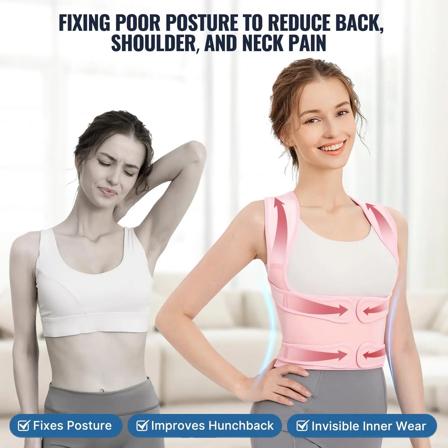 Back Brace FitGeno Pro Posture support – Back, Neck & Shoulder Alignment Support (Adult)