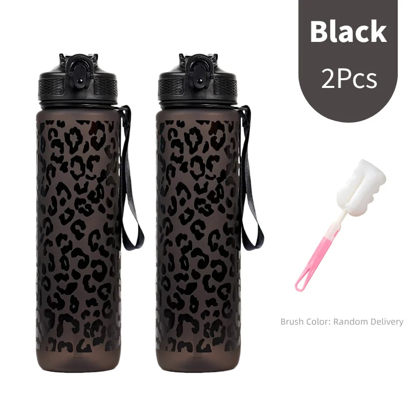 1 Liter Leopard Print Refillable Water Bottle