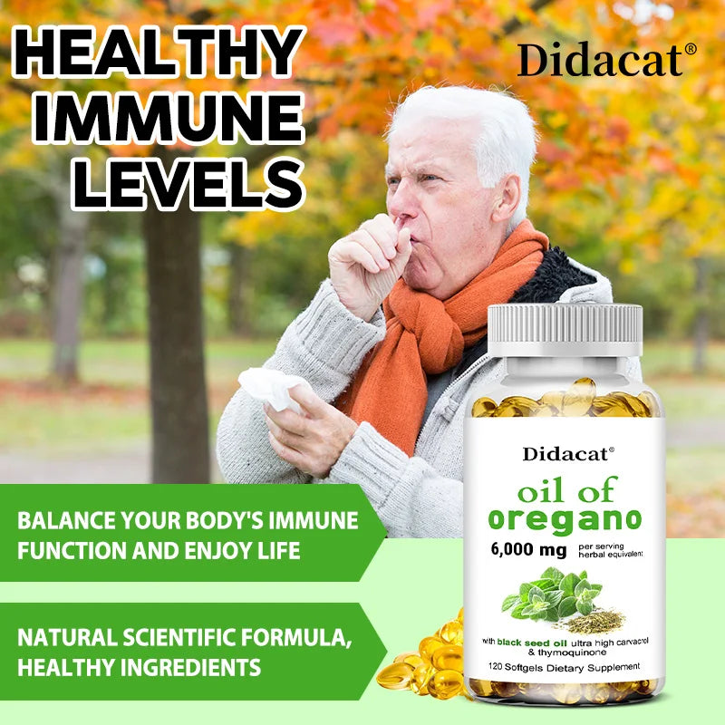 Oregano Oil 6000mg Soft gels with Black Seed Oil