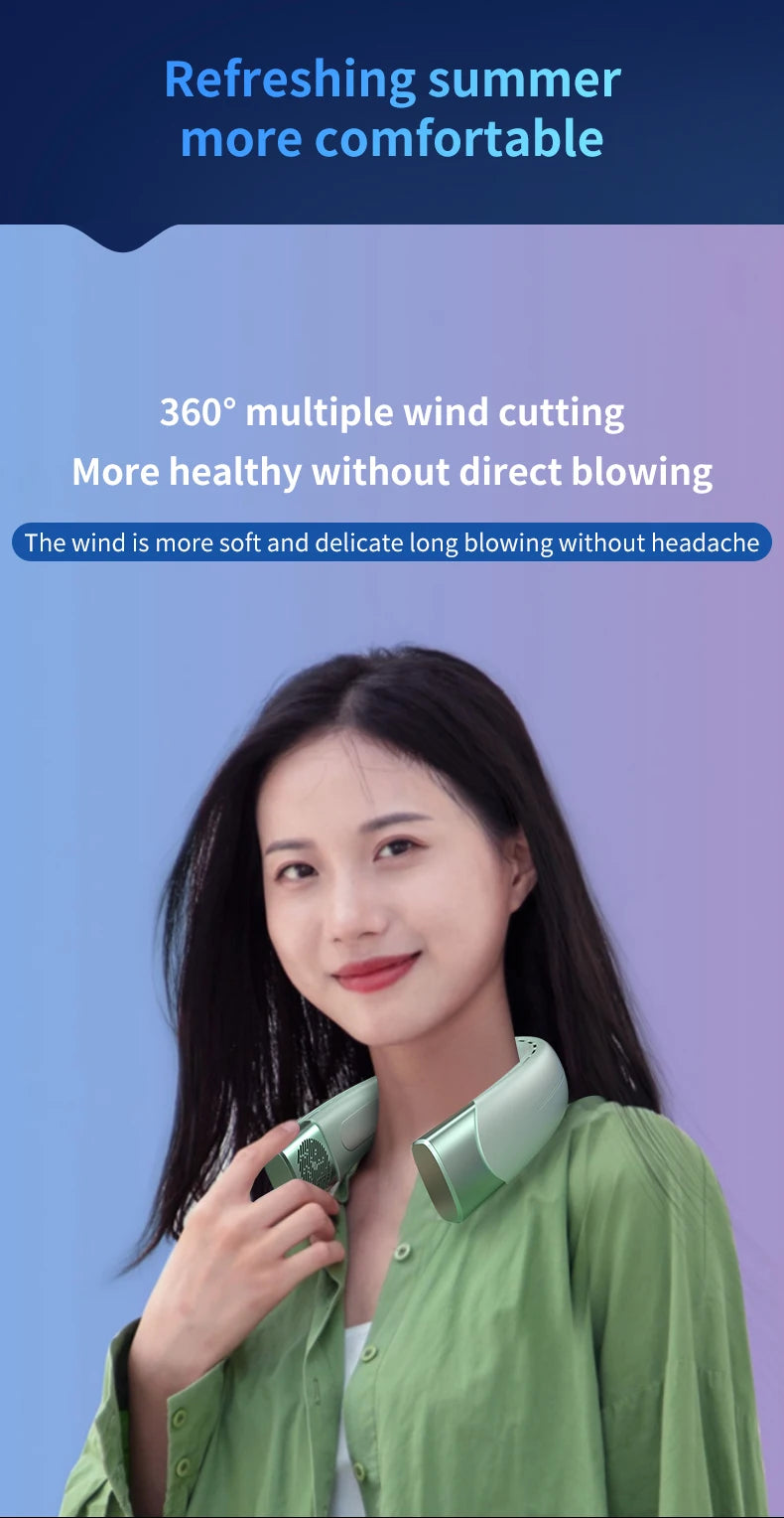 Glacier Breeze 5-Speed Smart Neck Fan β Hands-Free Cooling On the Go