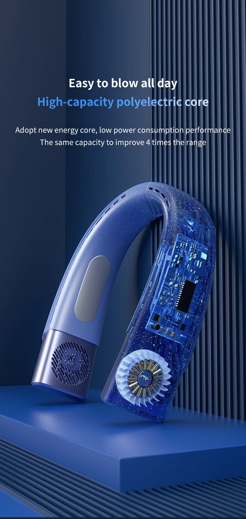 Glacier Breeze 5-Speed Smart Neck Fan β Hands-Free Cooling On the Go