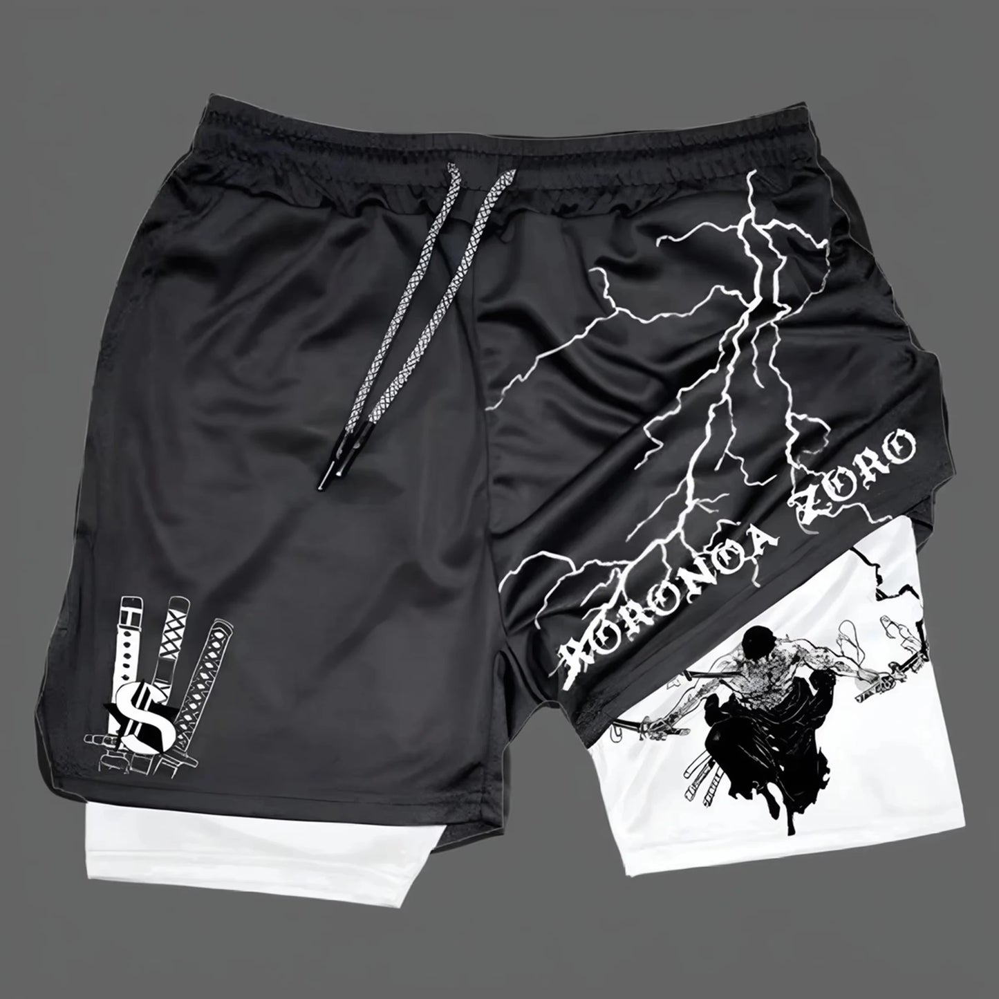 Anime Printed Double Layered Shorts with pockets Men