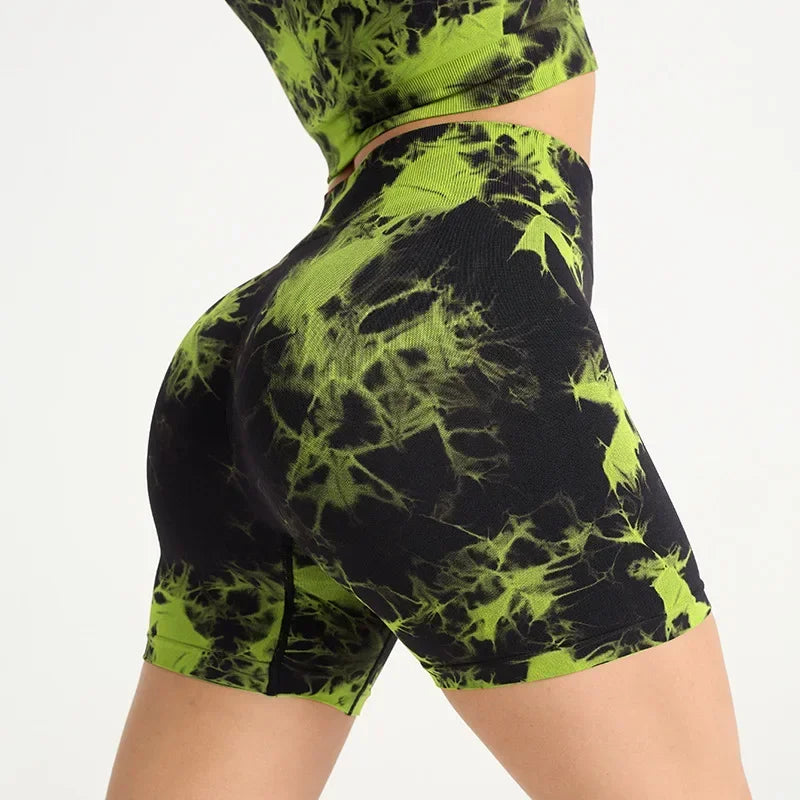 Tie Dyed High Waisted Women's Shorts
