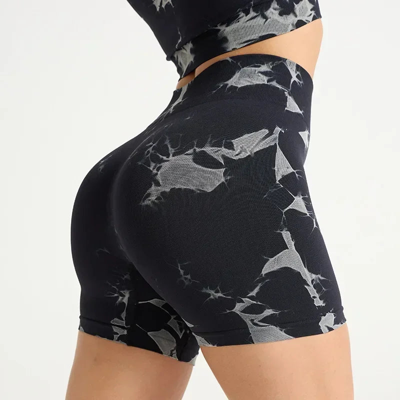 Tie Dyed High Waisted Women's Shorts