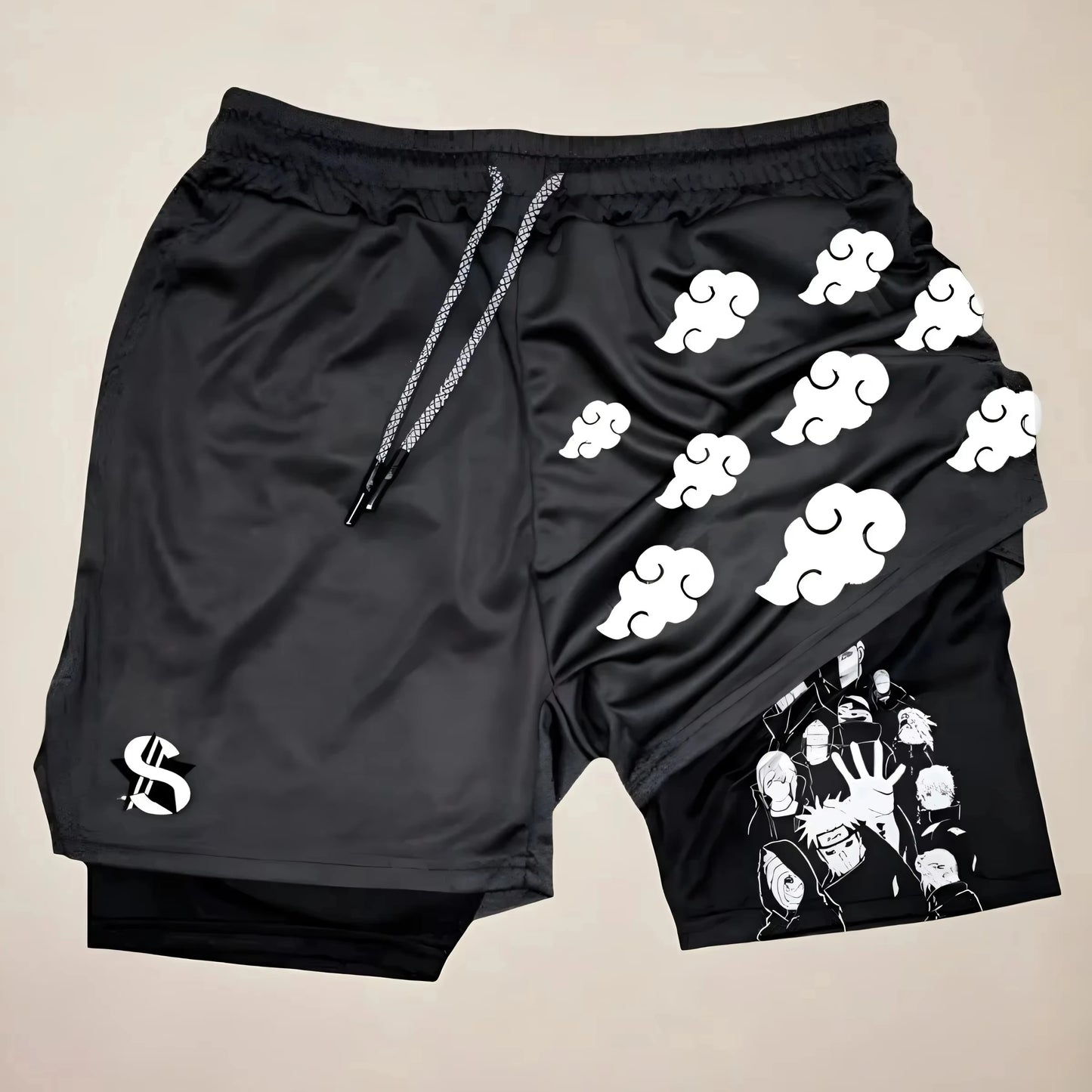 Anime Printed Double Layered Shorts with pockets Men