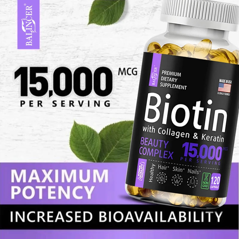 Biotin + Collagen + Keratin Supplement 120 capsules