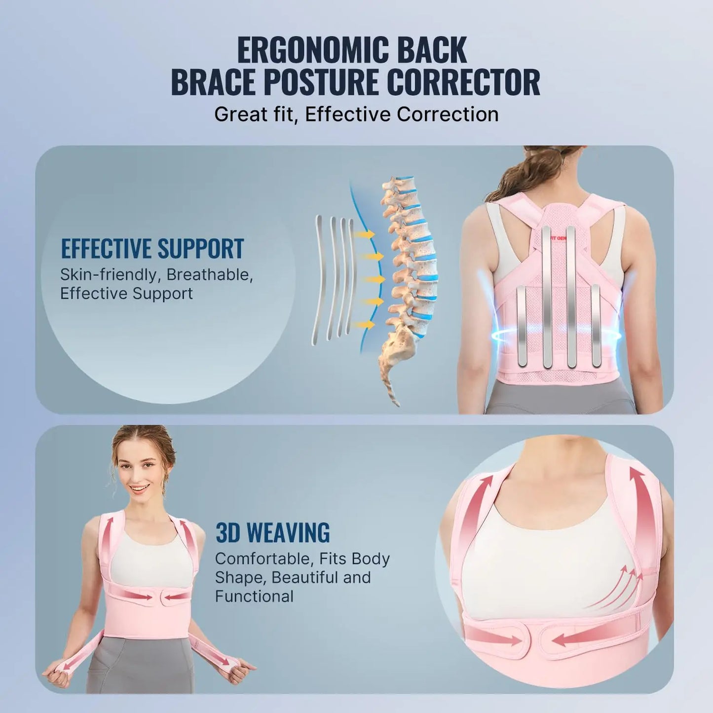 Back Brace FitGeno Pro Posture support – Back, Neck & Shoulder Alignment Support (Adult)