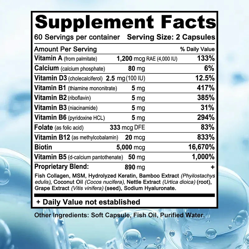 Biotin + Collagen + Keratin Supplement 120 capsules