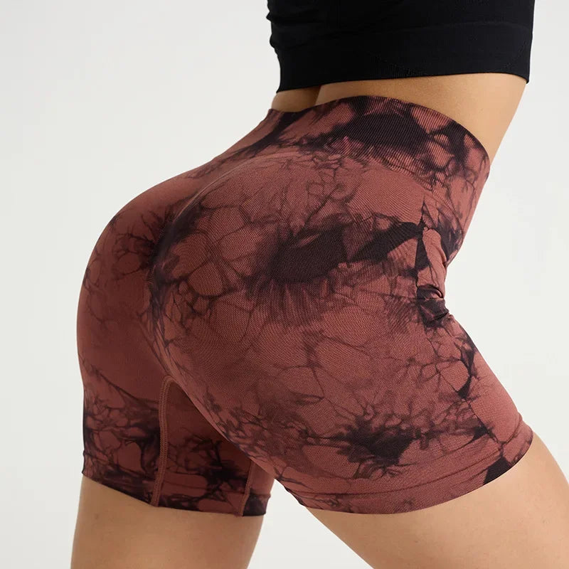 Tie Dyed High Waisted Women's Shorts