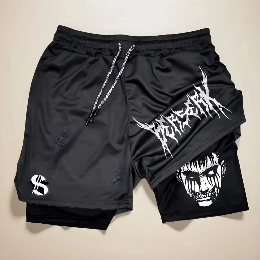 Anime Printed Double Layered Shorts with pockets Men