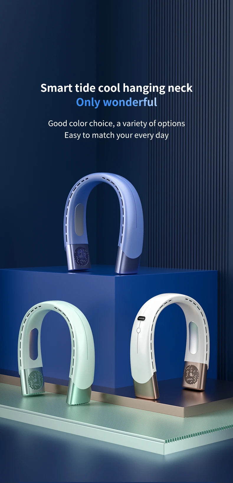 Glacier Breeze 5-Speed Smart Neck Fan β Hands-Free Cooling On the Go