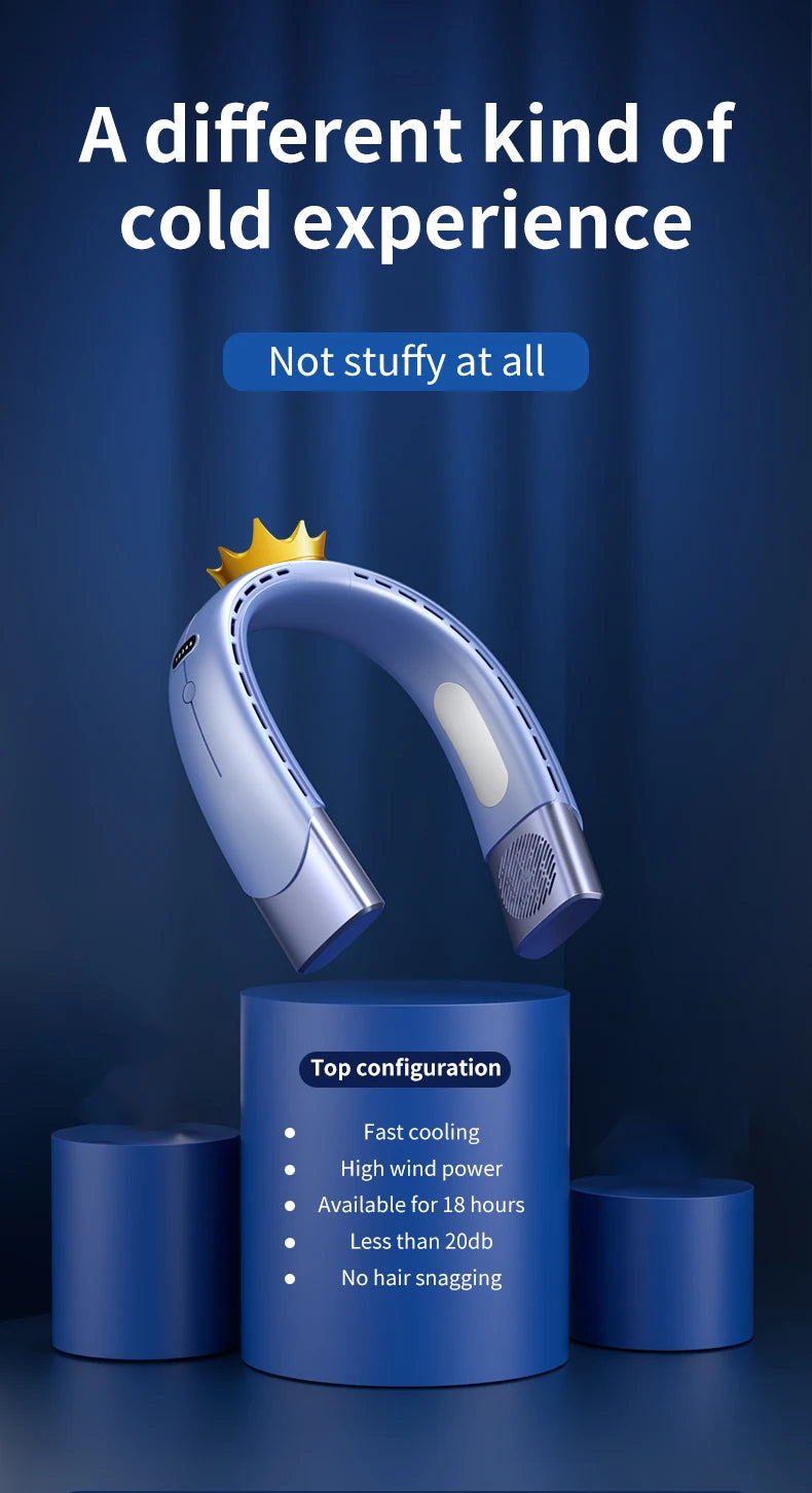 Glacier Breeze 5-Speed Smart Neck Fan β Hands-Free Cooling On the Go