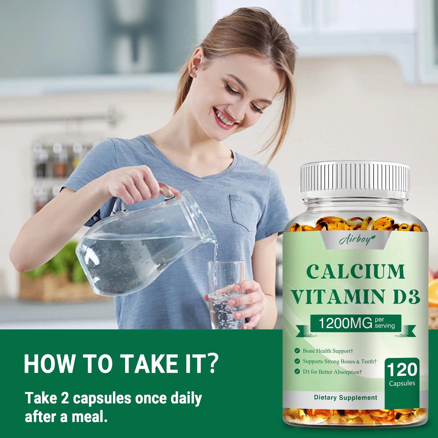 Calcium + Vitamin D3 Capsules - 120 Capsules