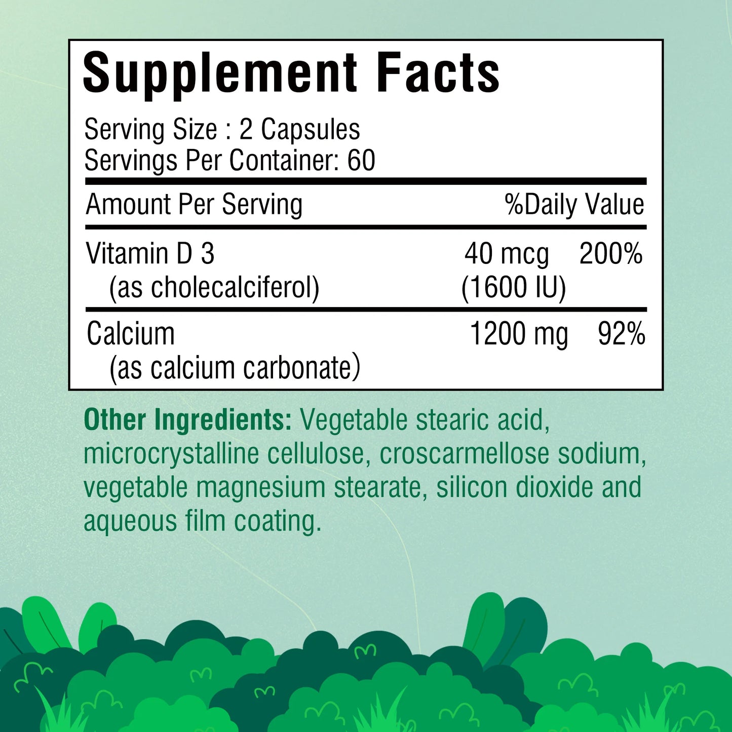 Calcium + Vitamin D3 Capsules - 120 Capsules