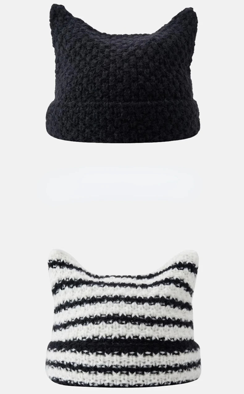 Knitted Kitty Beanie Hat