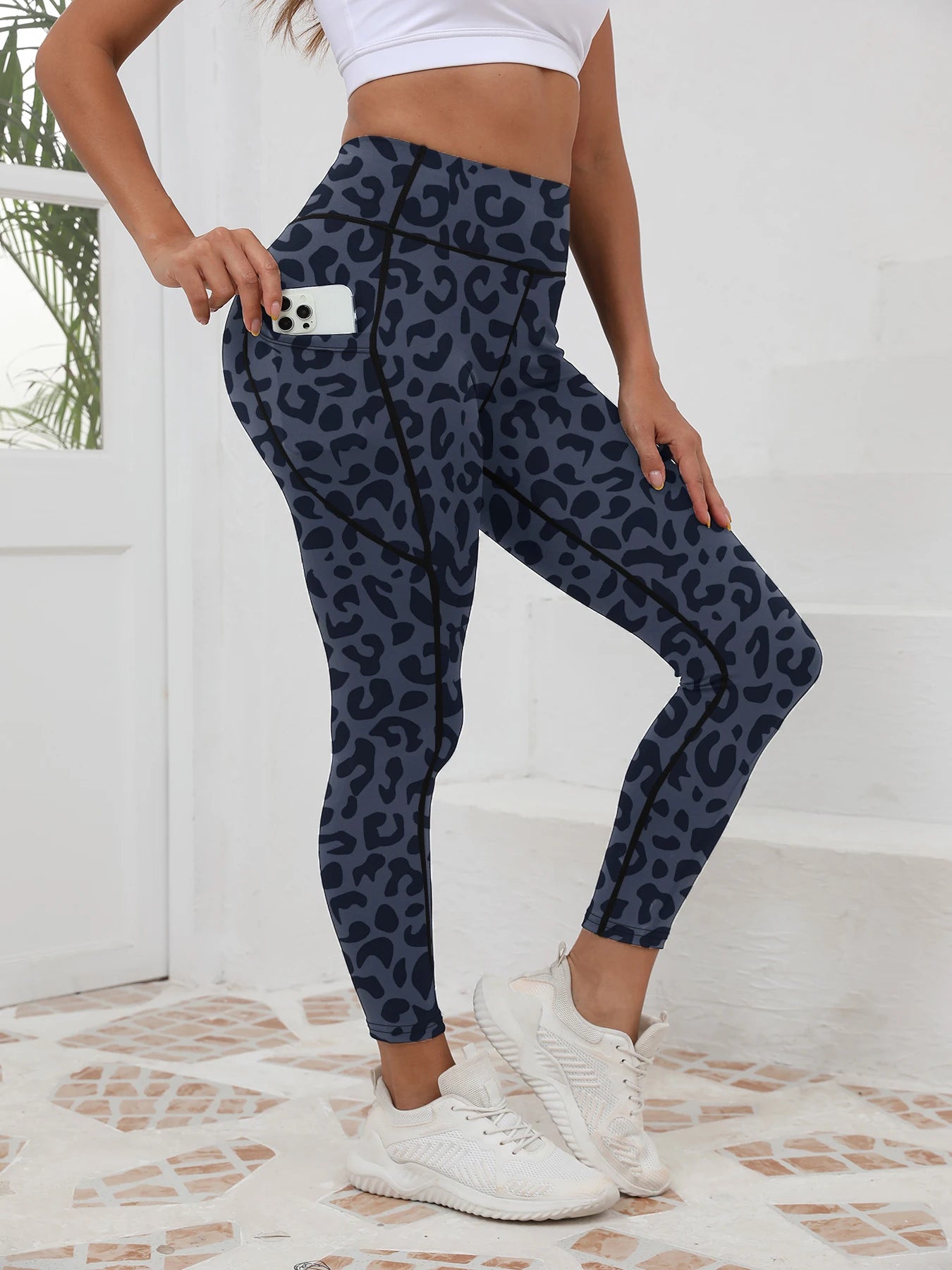 Floral Leggings high waistband with pocket
