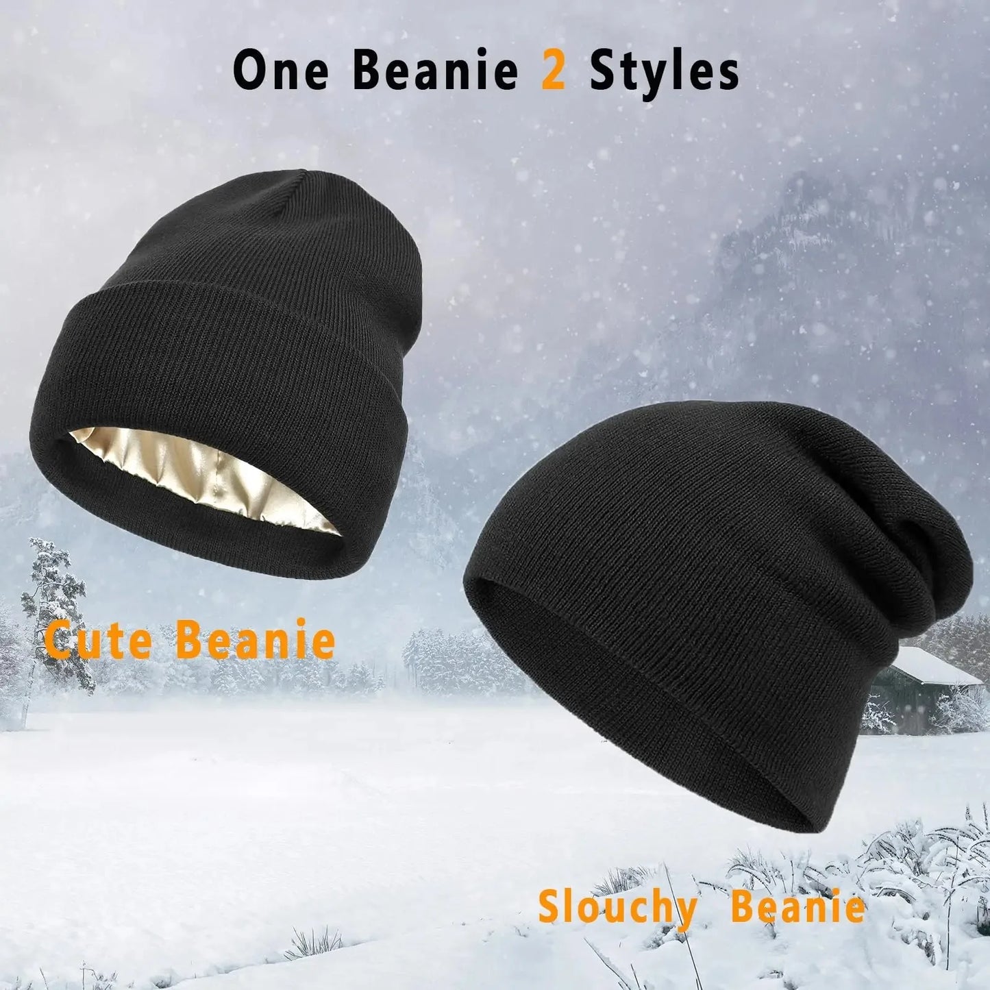 Unisex Satin Lined Beanie Hat For Women