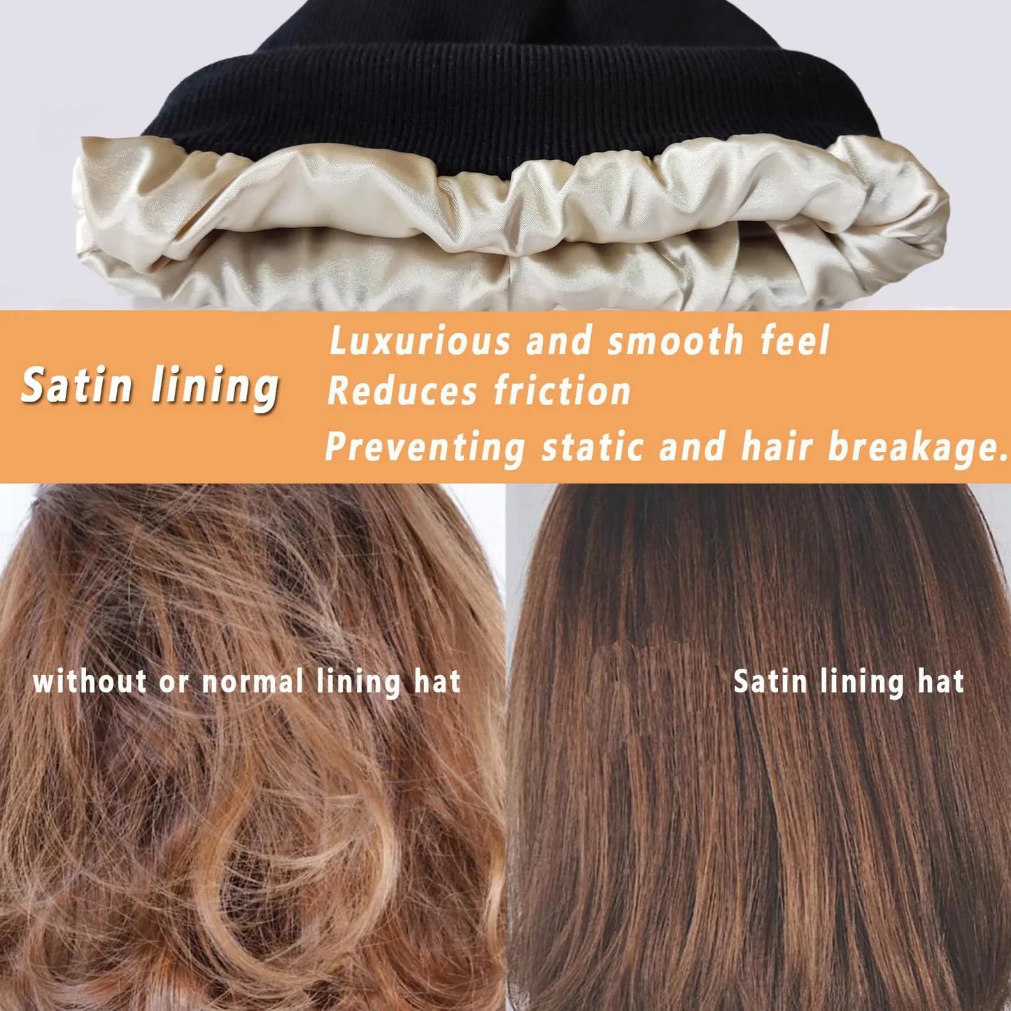 Unisex Satin Lined Beanie Hat For Women