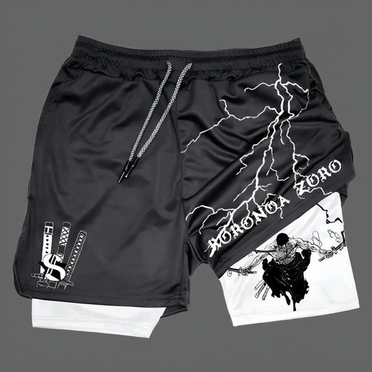 Anime Printed Double Layered Shorts with pockets Men