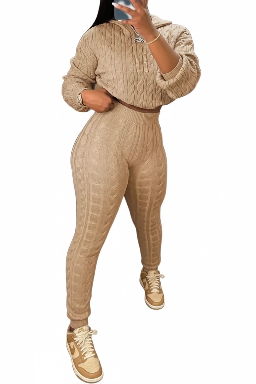 Knitty Hooded Sweater & Pants Set