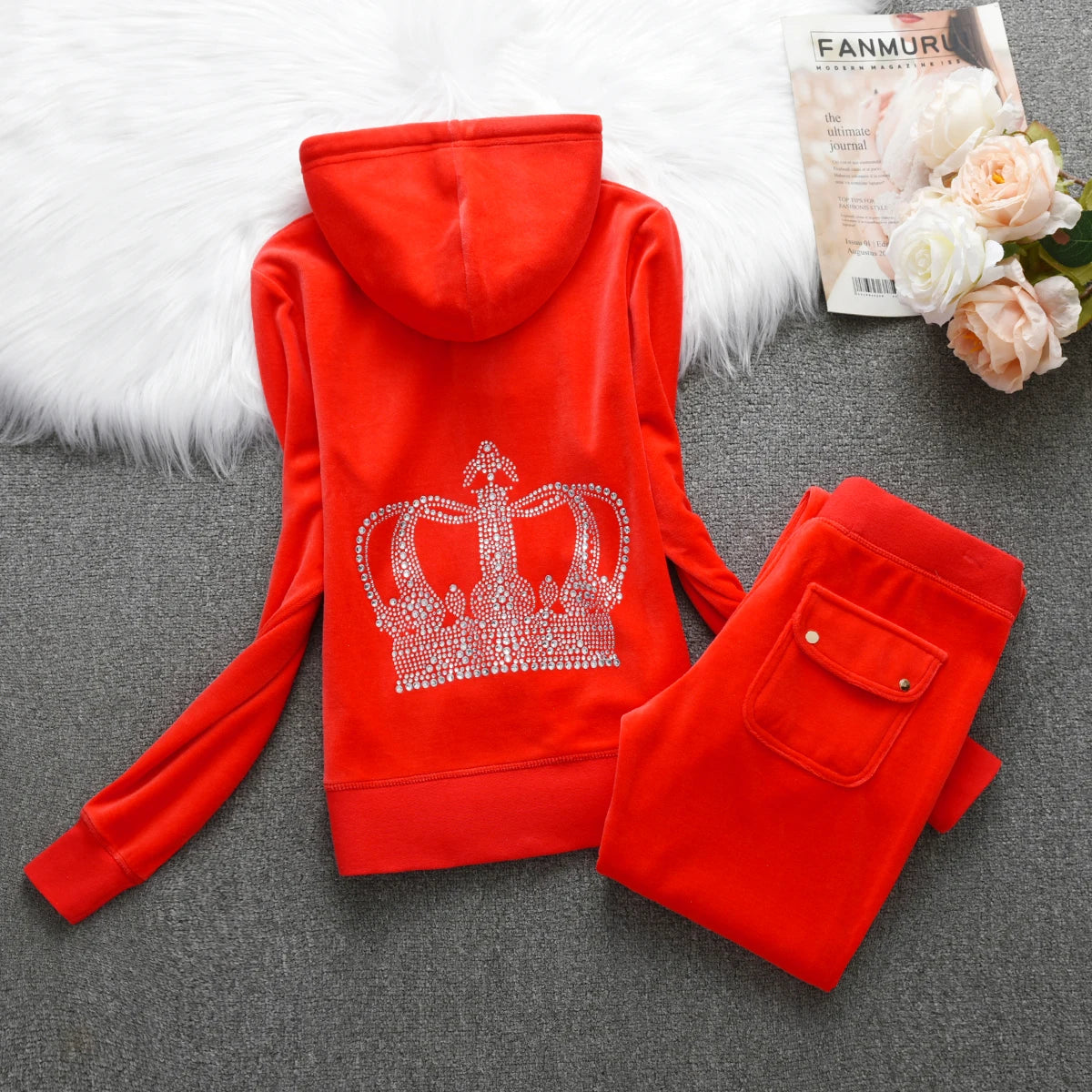Diamond Velour Tracksuit For Women