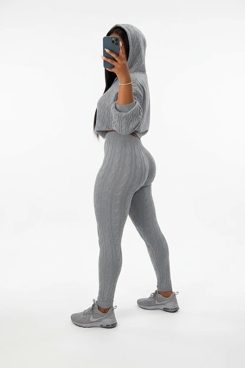 Knitty Hooded Sweater & Pants Set