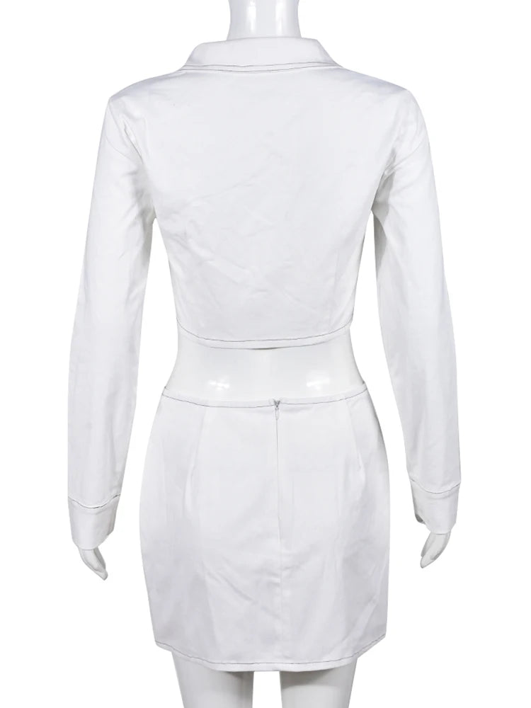 Stripe Button To & Mini Skirt  Set