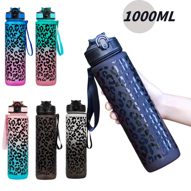 1 Liter Leopard Print Refillable Water Bottle