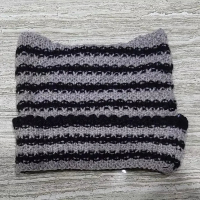 Knitted Kitty Beanie Hat
