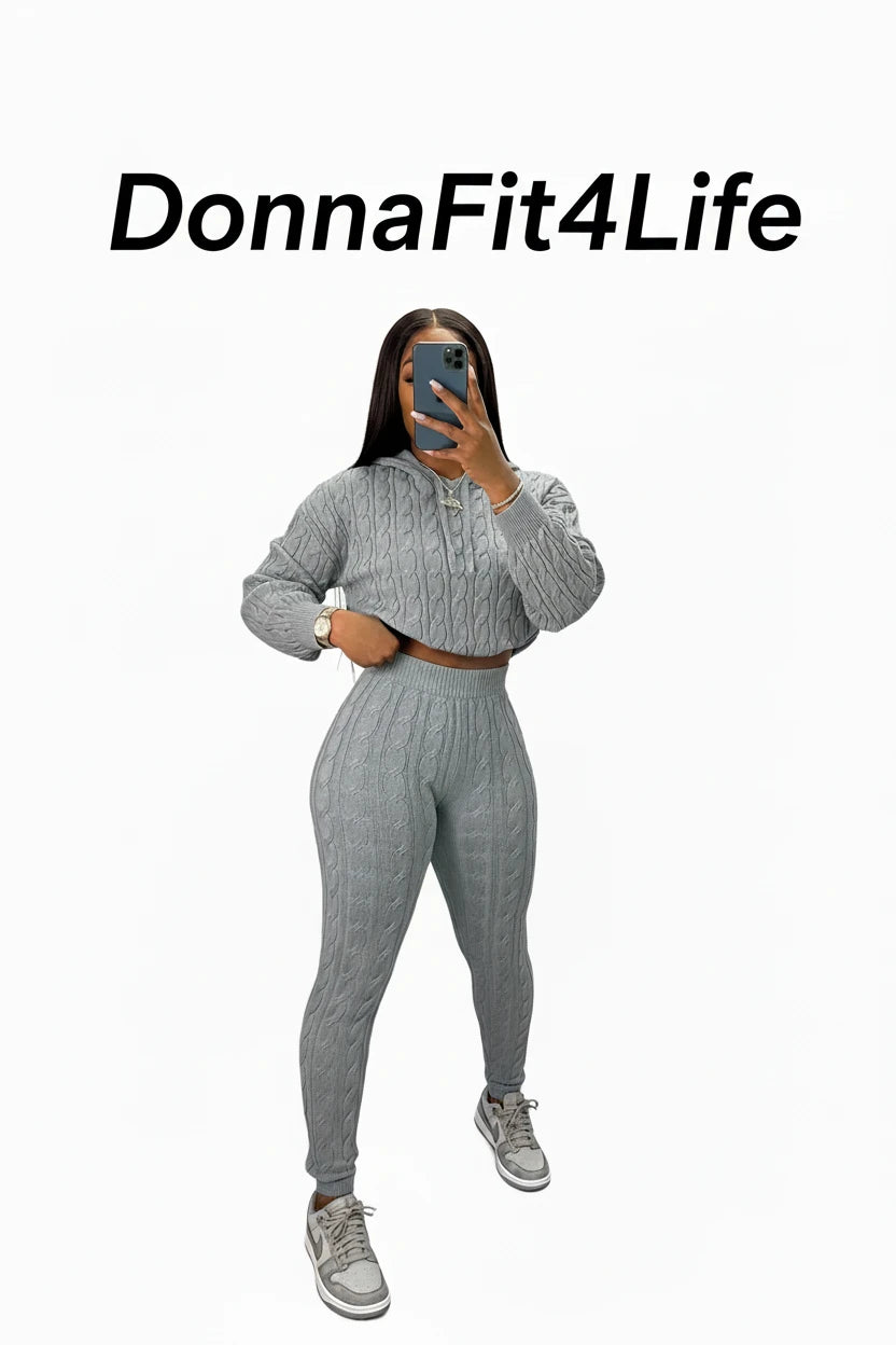 Knitty Hooded Sweater & Pants Set