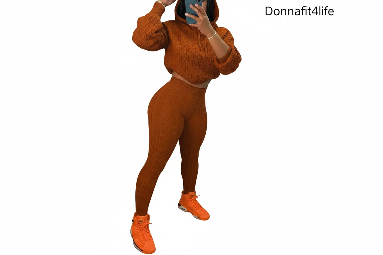 Knitty Hooded Sweater & Pants Set