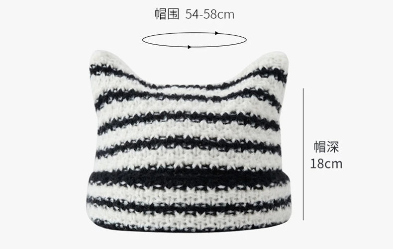 Knitted Kitty Beanie Hat