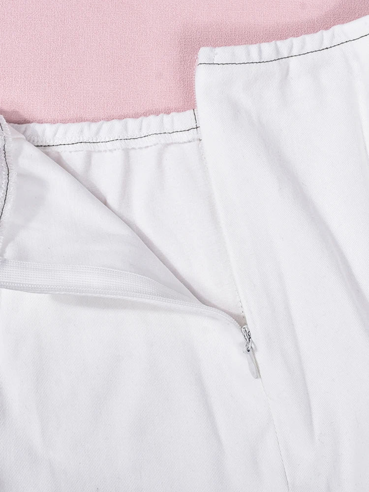 Stripe Button To & Mini Skirt  Set