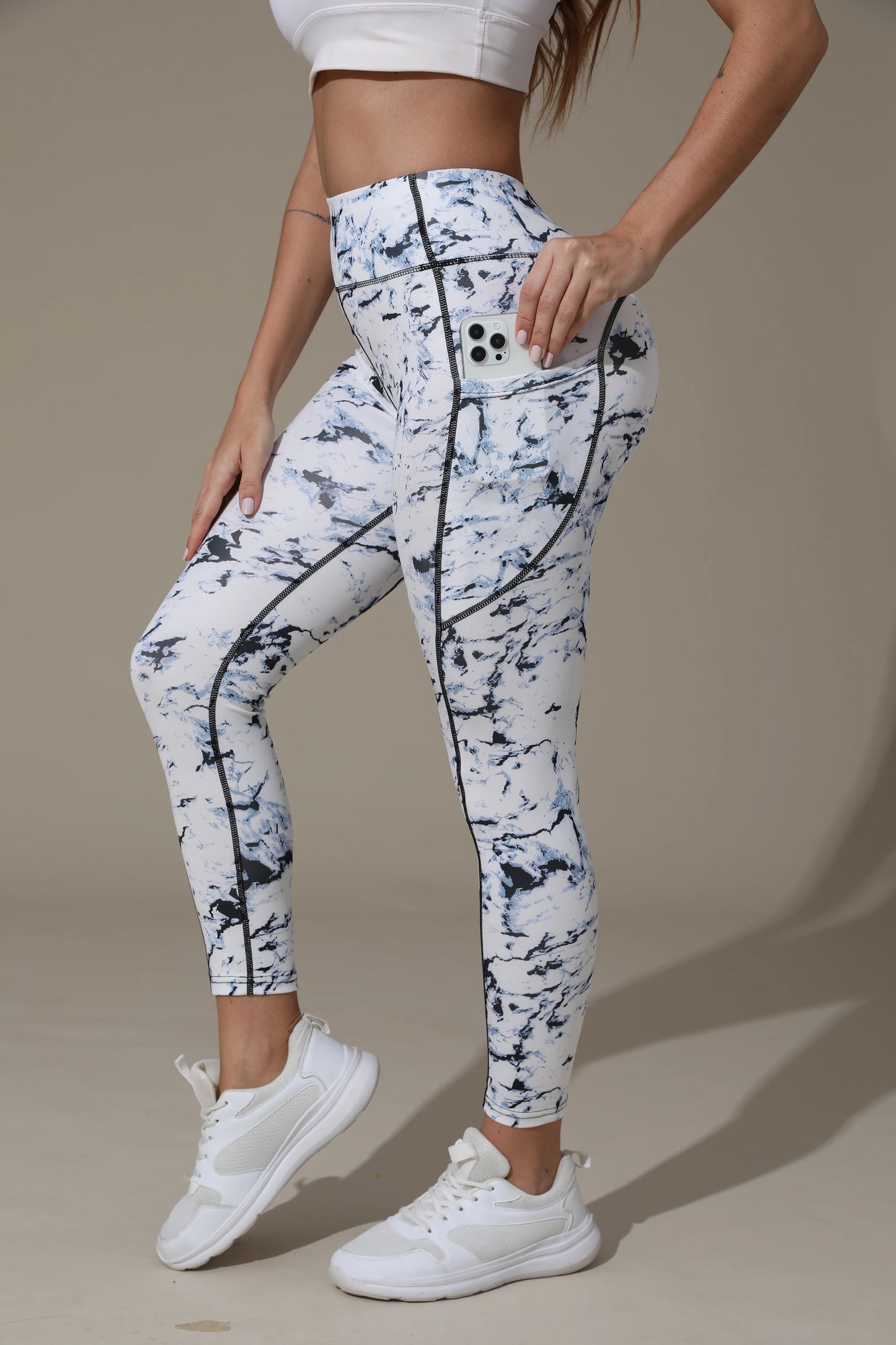 Floral Leggings high waistband with pocket
