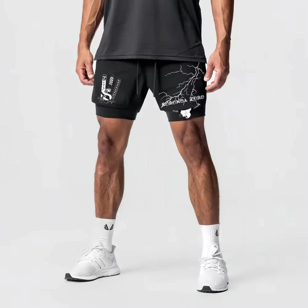 Anime Printed Double Layered Shorts with pockets Men
