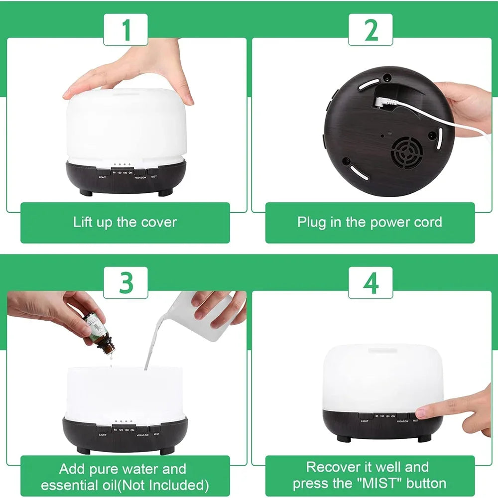 500ml Ultrasonic Essential Oil Diffuser with Remote Control