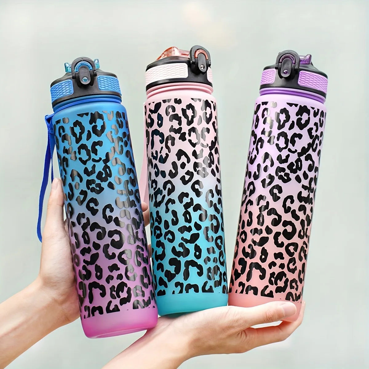 1 Liter Leopard Print Refillable Water Bottle