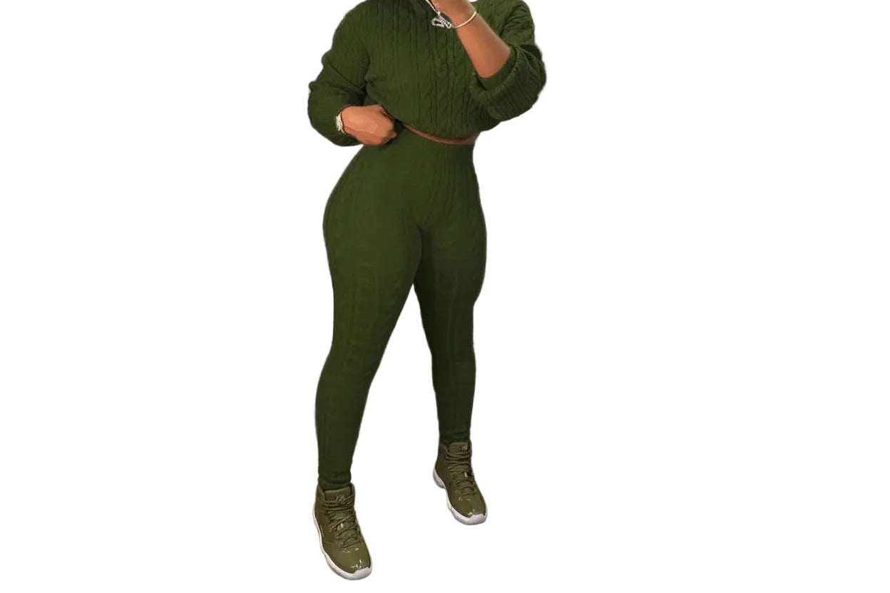 Knitty Hooded Sweater & Pants Set