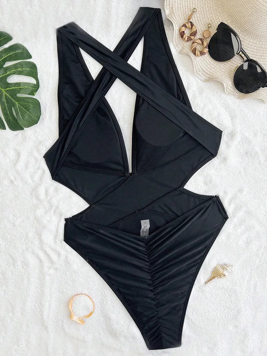 Deep V Neck One Piece Jump Suit