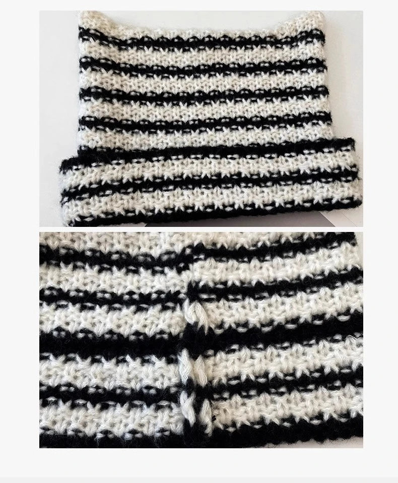 Knitted Kitty Beanie Hat