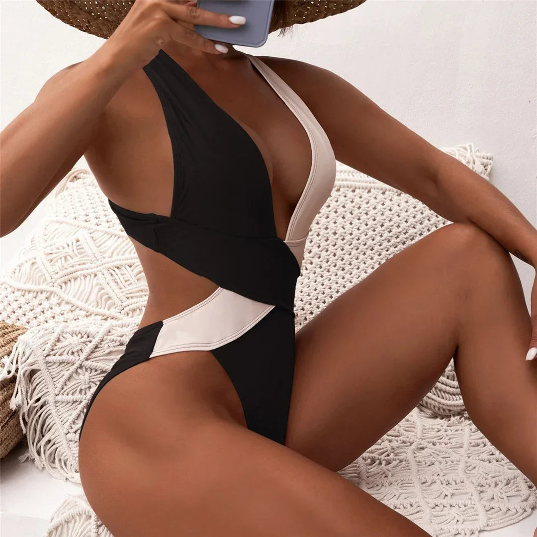 Deep V Neck One Piece Jump Suit