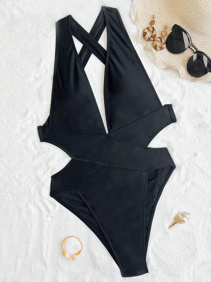 Deep V Neck One Piece Jump Suit
