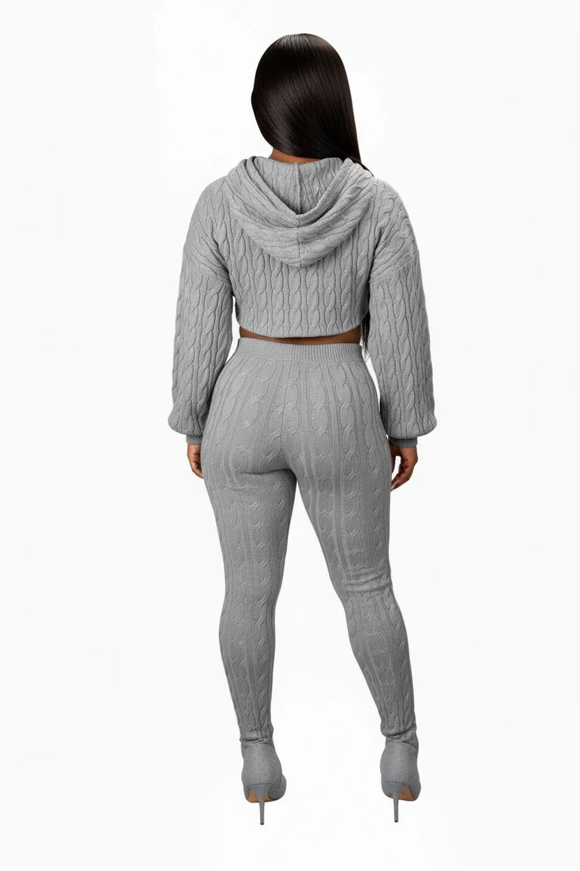 Knitty Hooded Sweater & Pants Set