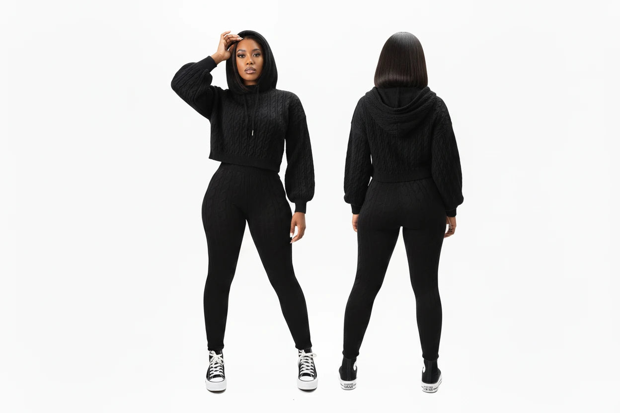 Knitty Hooded Sweater & Pants Set