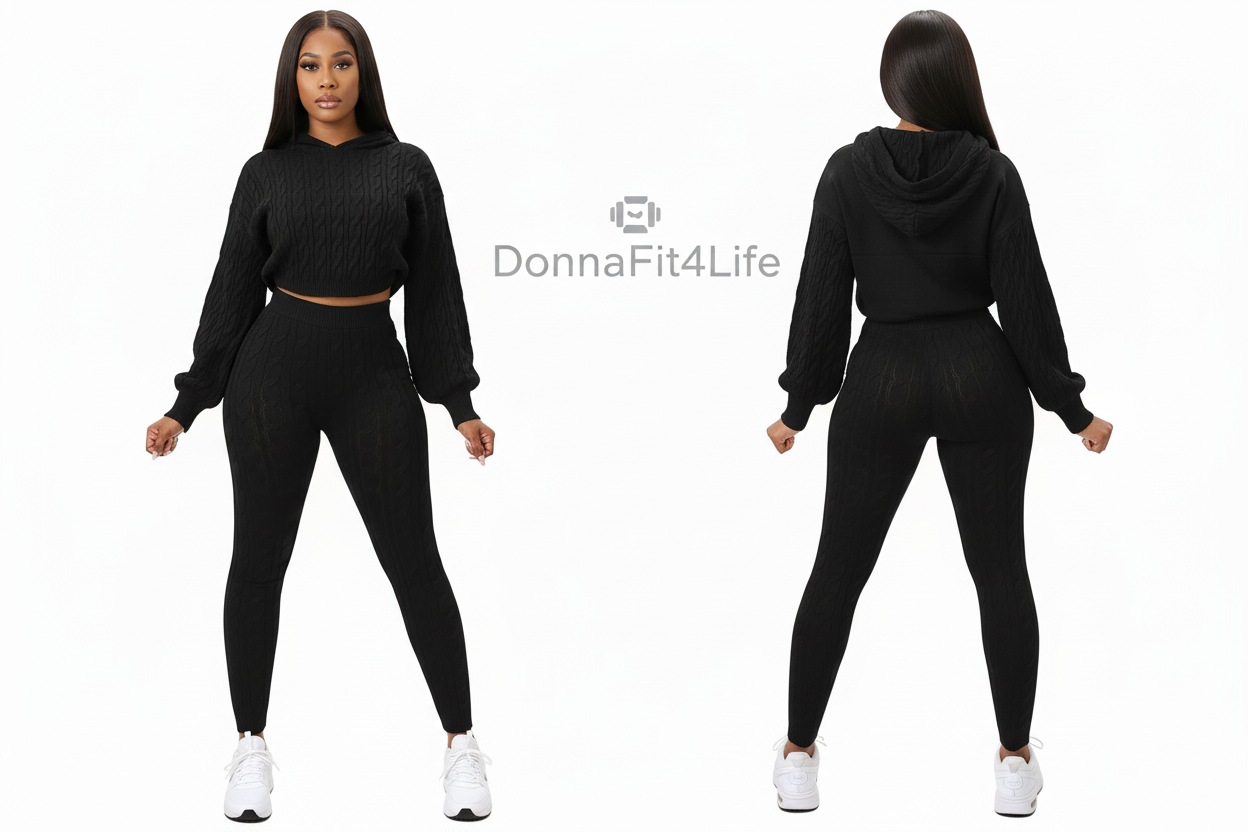 Knitty Hooded Sweater & Pants Set