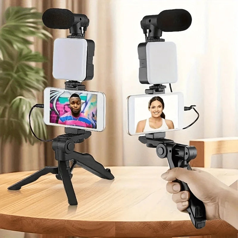 Vlogging Kit  with Mini Microphone and LED Light