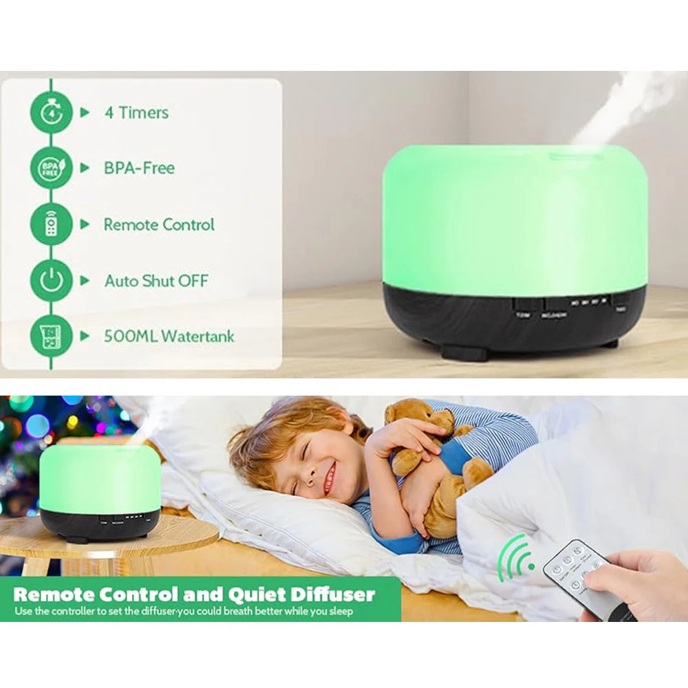 500ml Ultrasonic Essential Oil Diffuser with Remote Control
